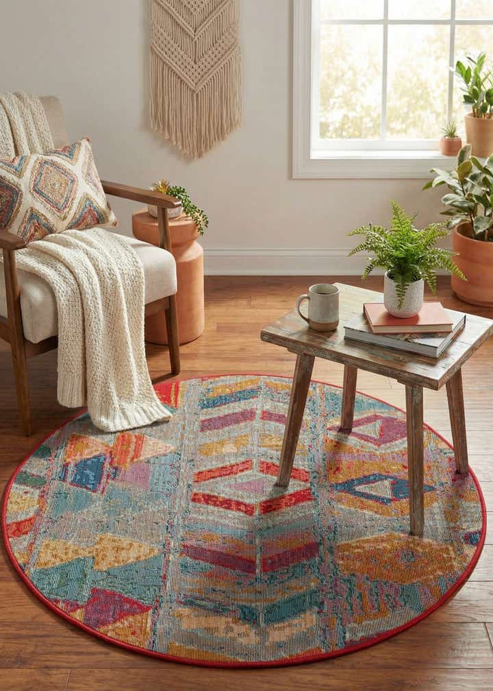3' x 3' Easy-Clean Modern Indoor / Outdoor Round Rug
