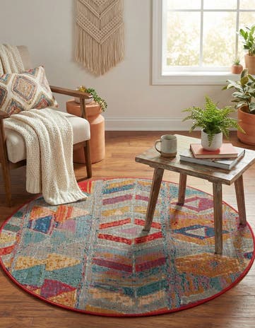 3' x 3' Easy-Clean Modern Indoor / Outdoor Round Rug