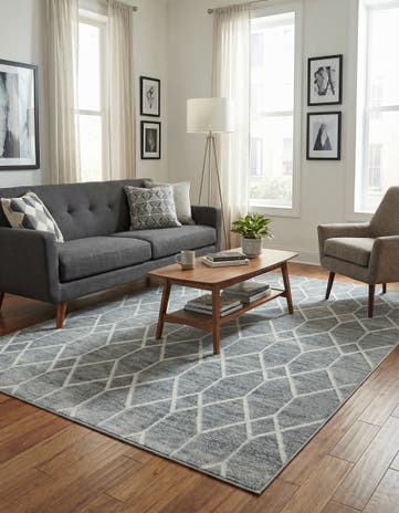 Gray Lattice Trellis Rug