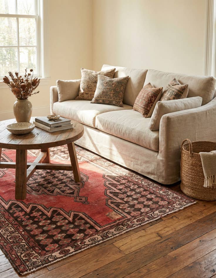 Detail image of 4' 2 x 6' 6  Hand Knotted Ultra Vintage Persian Wool Rug