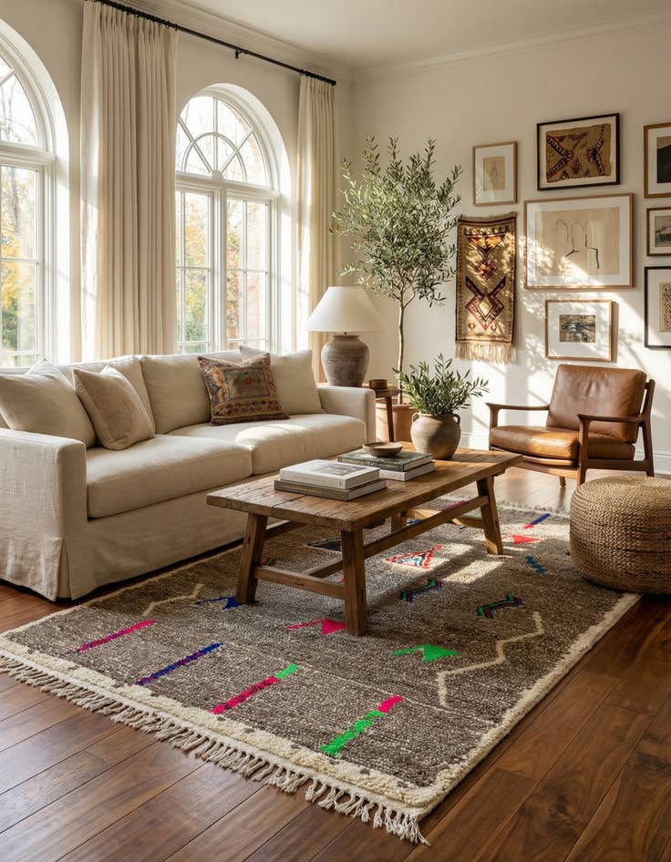 Detail image of 4' 7 x 7' 10  Hand Knotted Moroccan Wool Rug