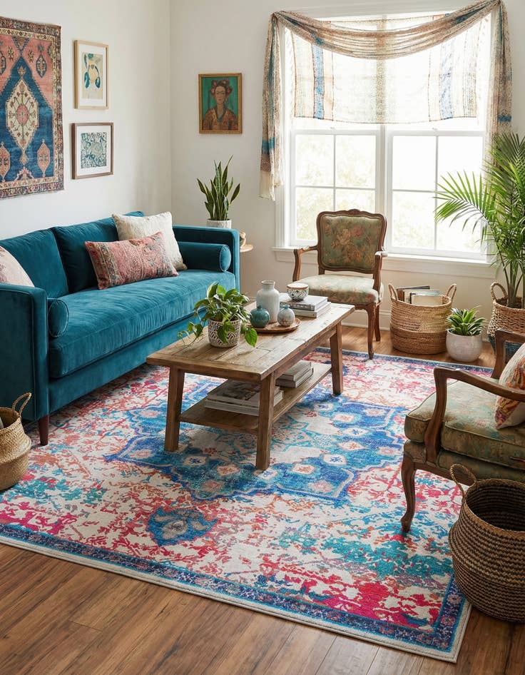 Detail image of  7' 10 x 7' 10  Washable Francesca Square Rug