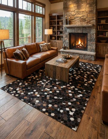 5' x 7' 10 Cowhide Leather Rug