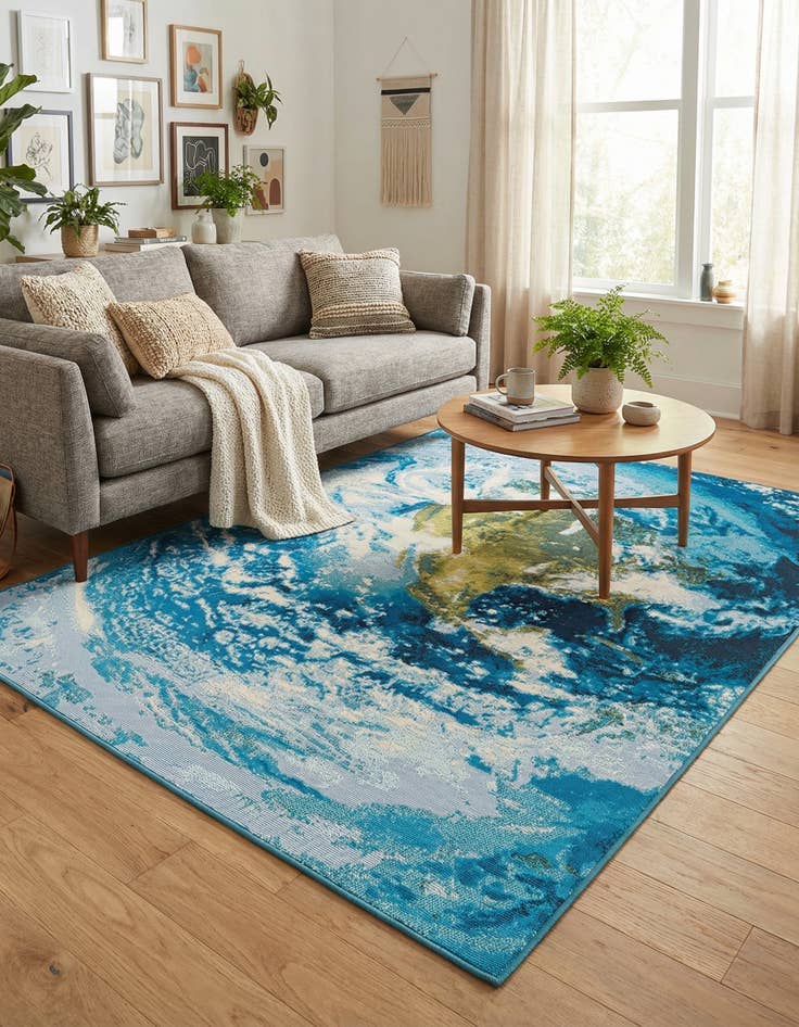 Detail image of 4' 1 x 6' 1  Washable Modern Indoor / Outdoor Rug