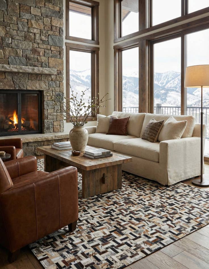 Detail image of  8' 2 x 10' Cowhide Leather Rug