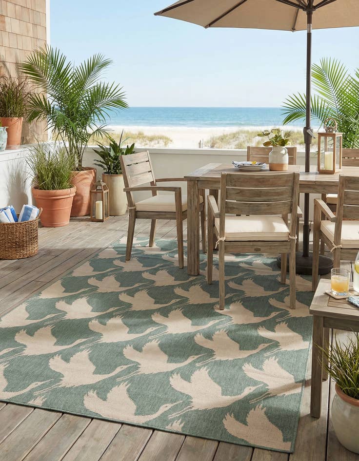 Detail image of 6' x 9'  Washable Coastal Indoor / Outdoor Rug