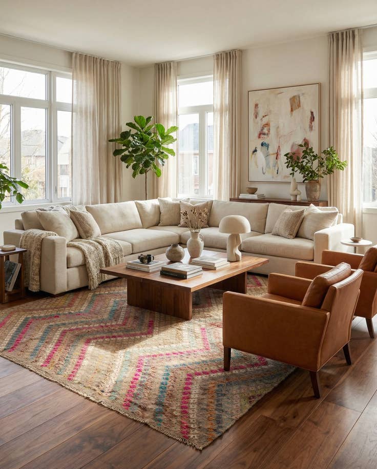 Detail image of 9' 7 x 12' 7 Hand Woven Kilim Modern Wool Rug