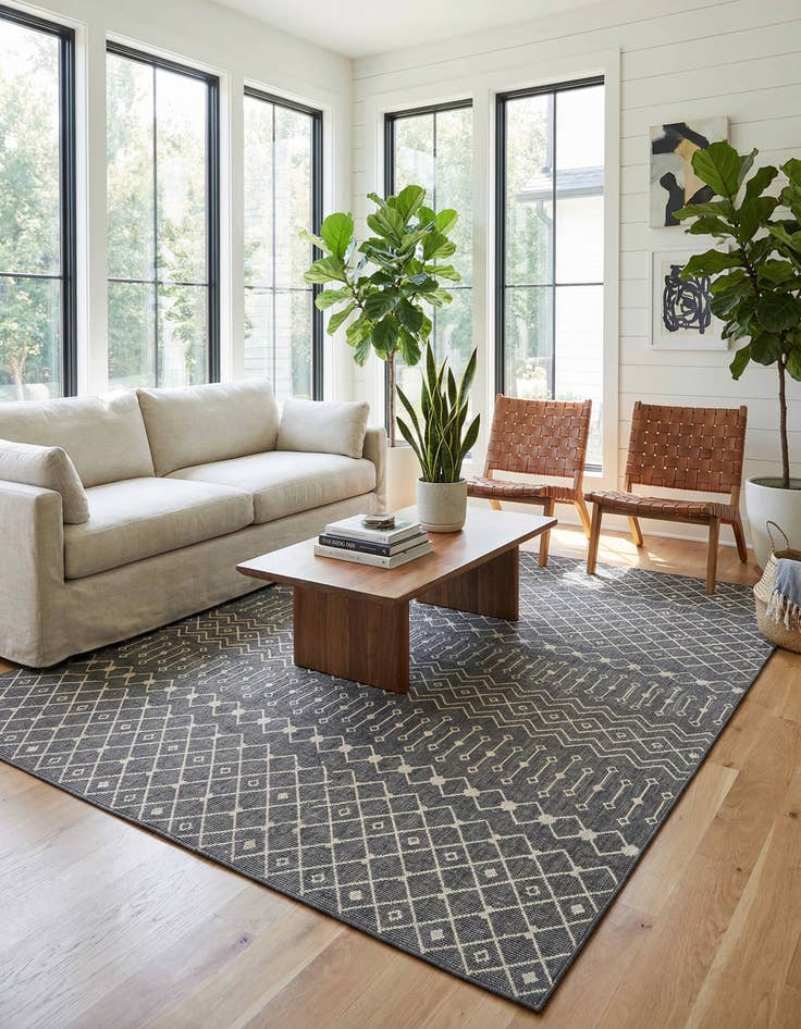 Detail image of 13' x 13'  Washable Trellis Indoor / Outdoor Square Rug