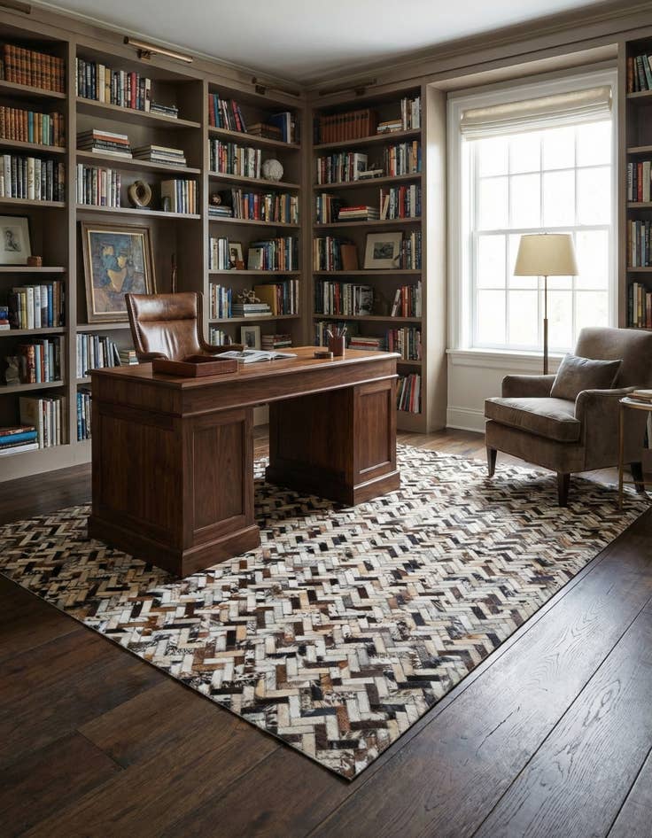 Detail image of 5' 3 x 7' 10 Cowhide Leather Rug