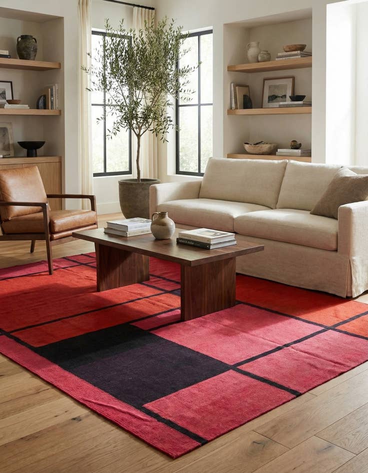 Detail image of 6' 8 x 9' 7  Hand Woven Kilim Modern Wool Rug