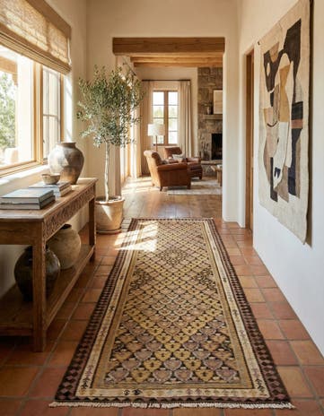 3' 7 x 10' 6 Hand Woven Kilim Fars Wool Runner Rug