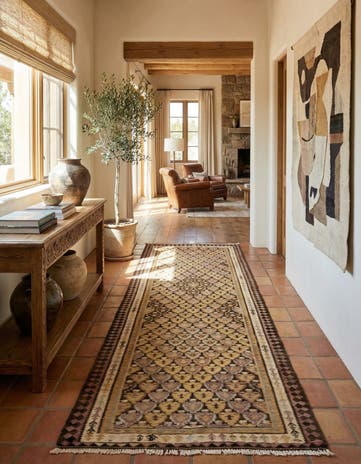 3' 7 x 10' 6 Hand Woven Kilim Fars Wool Runner Rug