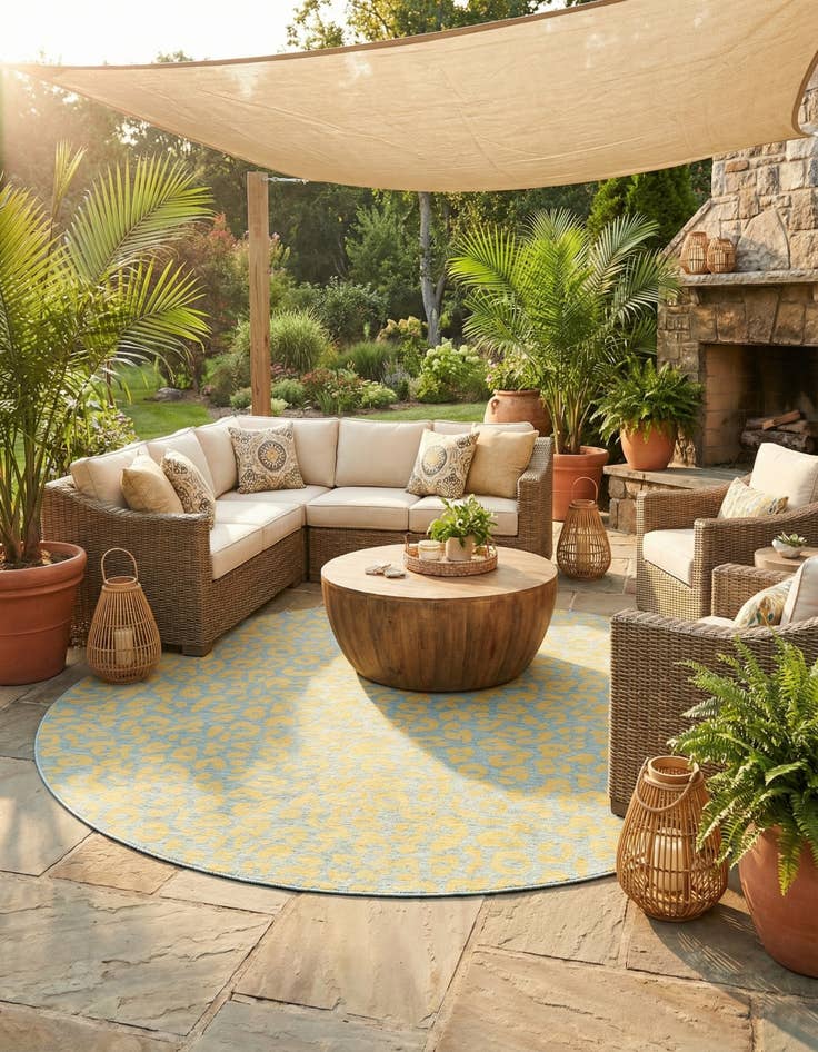 Detail image of  13' x 13'  Washable Safari Indoor / Outdoor Round Rug
