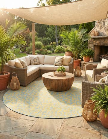 13' x 13' Easy-Clean Safari Indoor / Outdoor Round Rug