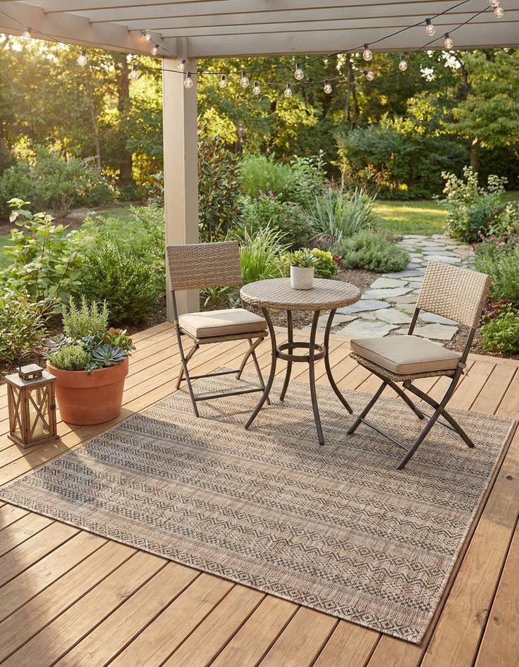 Detail image of  5' 3 x 5' 3  Washable Ribbon Indoor / Outdoor Square Rug