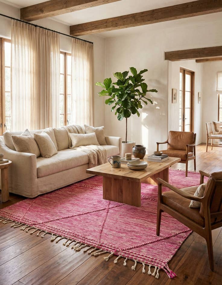 Detail image of 6' 7 x 10'  Hand Knotted Moroccan Wool Rug