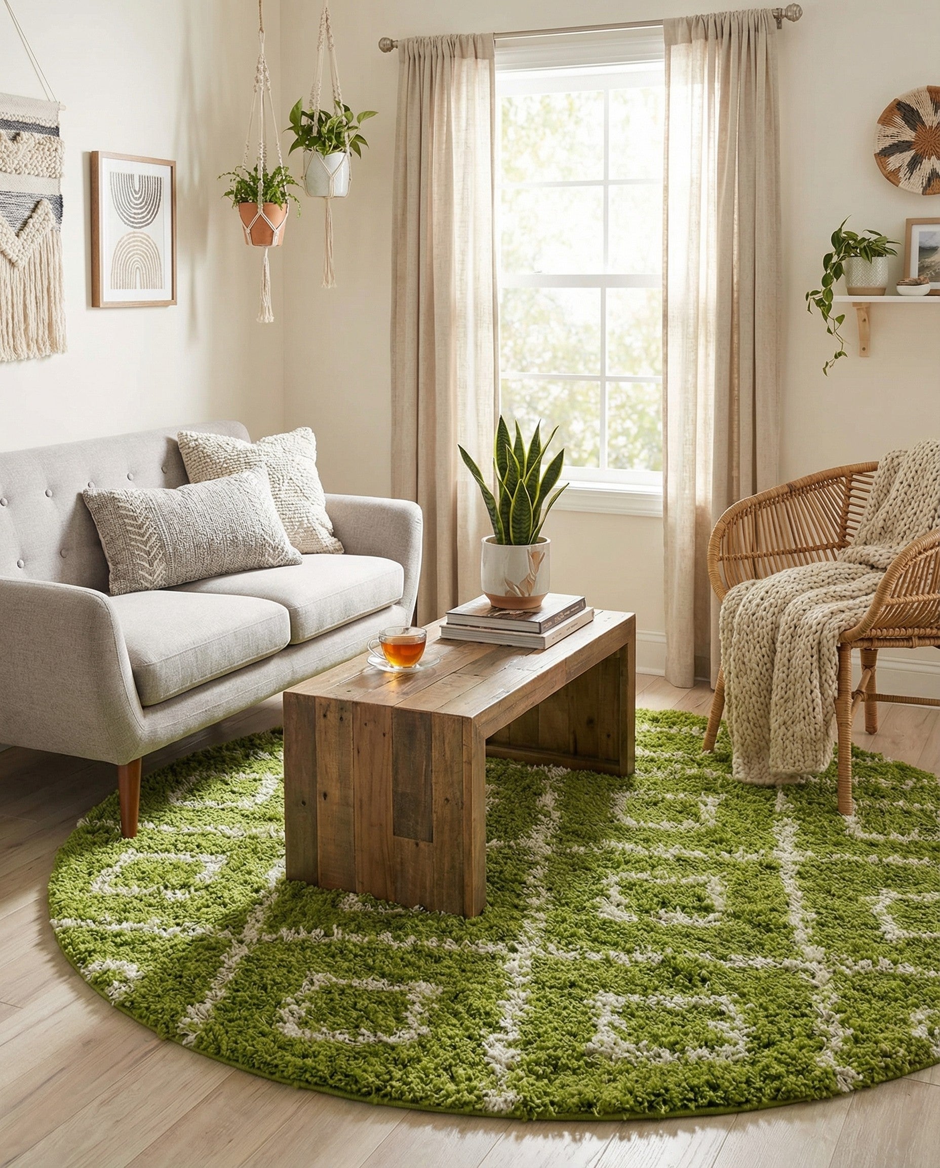  6' x 6' Lattice Shag Round Rug