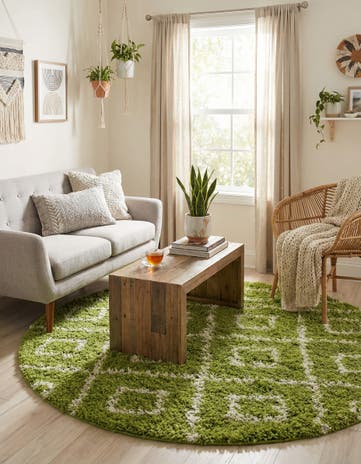 6' x 6' Lattice Shag Round Rug