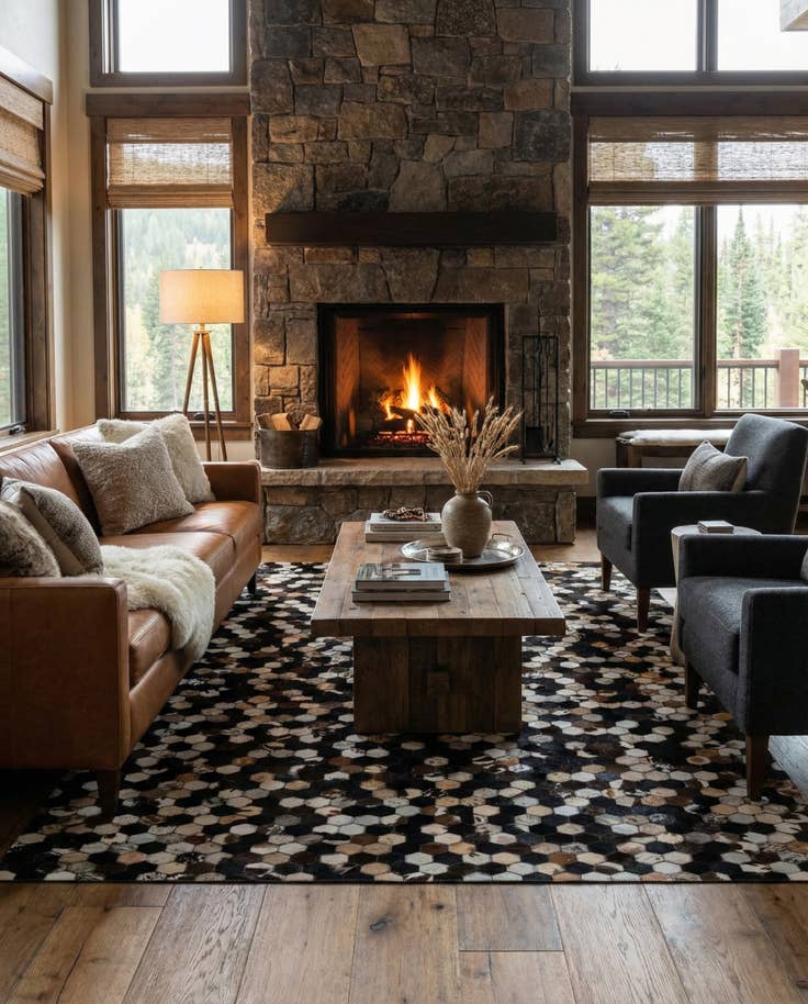 Detail image of 5' x 8' Cowhide - Patchwork Rug