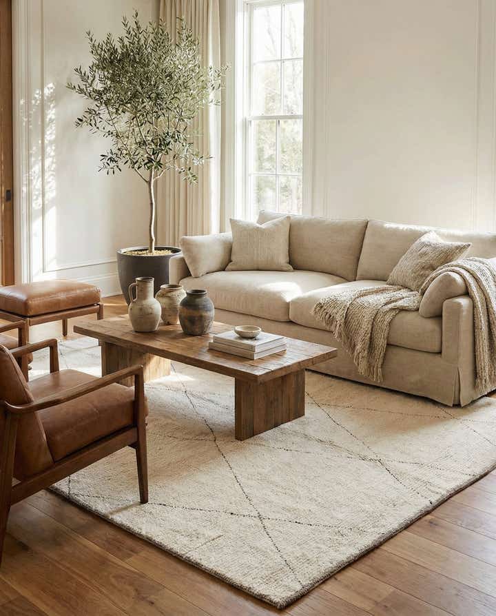 6' 10 x 8' 8 Hand Knotted Moroccan Wool Rug