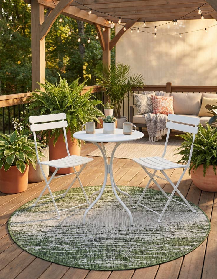 Detail image of 4' x 4'  Washable Modern Indoor / Outdoor Round Rug
