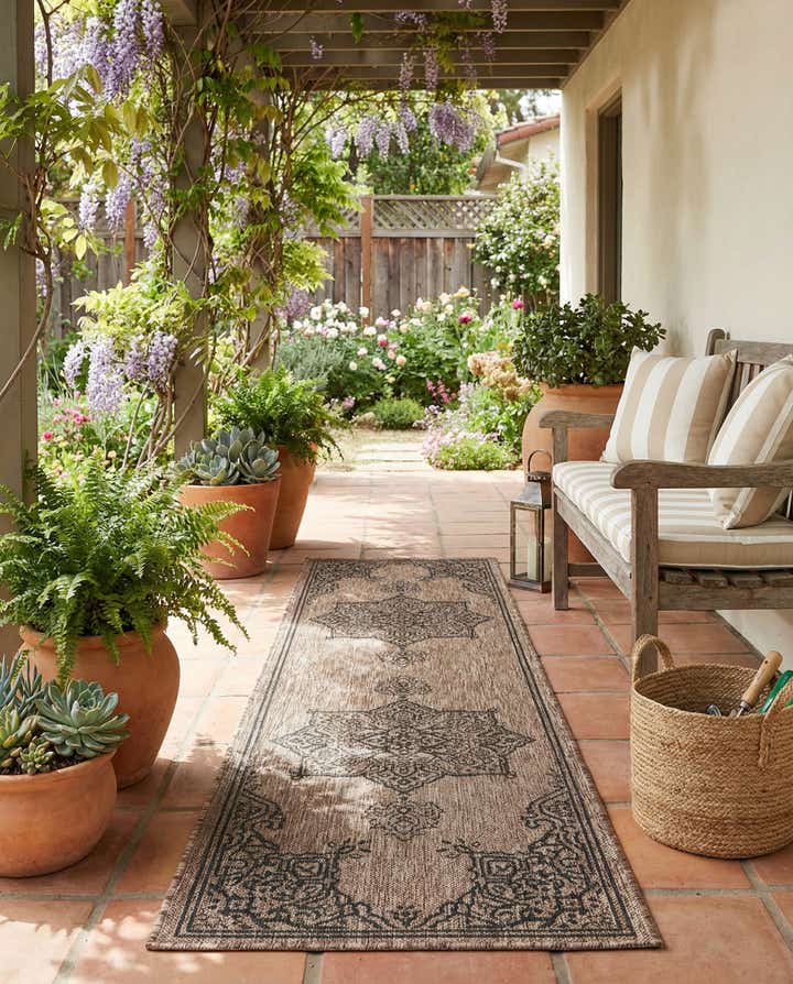 2' x 8' Easy-Clean Traditional Indoor / Outdoor Runner Rug