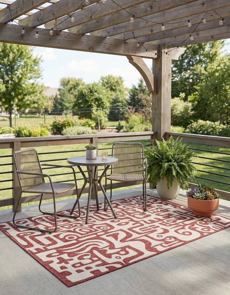 Detail image of  5' 3 x 8'  Washable Modern Indoor / Outdoor Rug