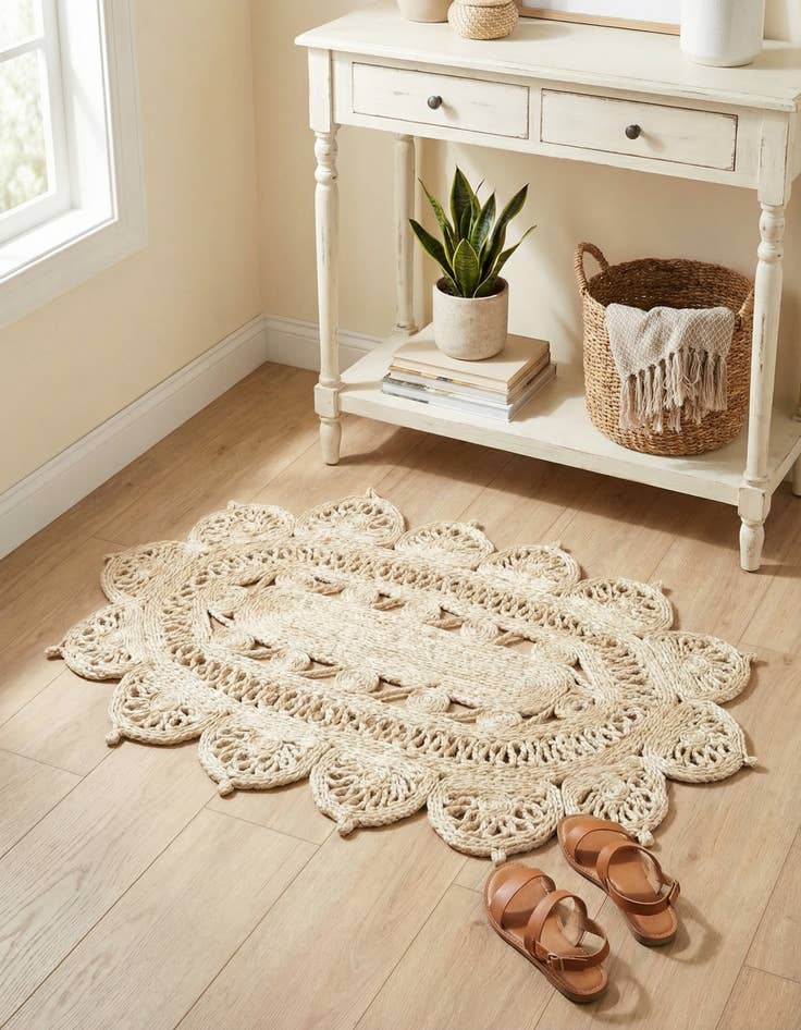 Detail image of  2' x 3' 1  Hand Braided Jute Oval Rug