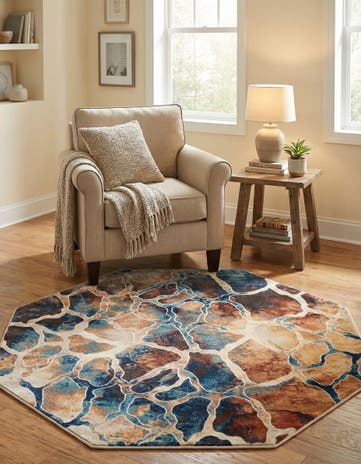 Brick Red Gossamer Octagon Rug