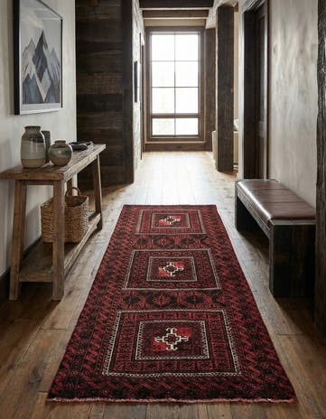 3' 2 x 6' 3 Hand Knotted Balouch Wool Runner Rug