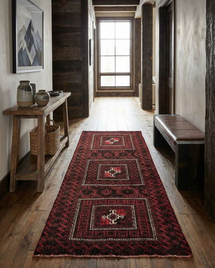 3' 2 x 6' 3 Hand Knotted Balouch Wool Runner Rug