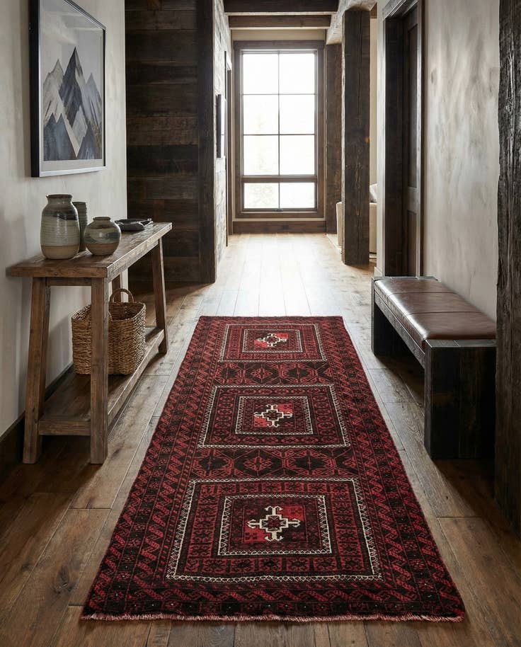 Detail image of 3' 2 x 6' 3 Hand Knotted Balouch Wool Runner Rug