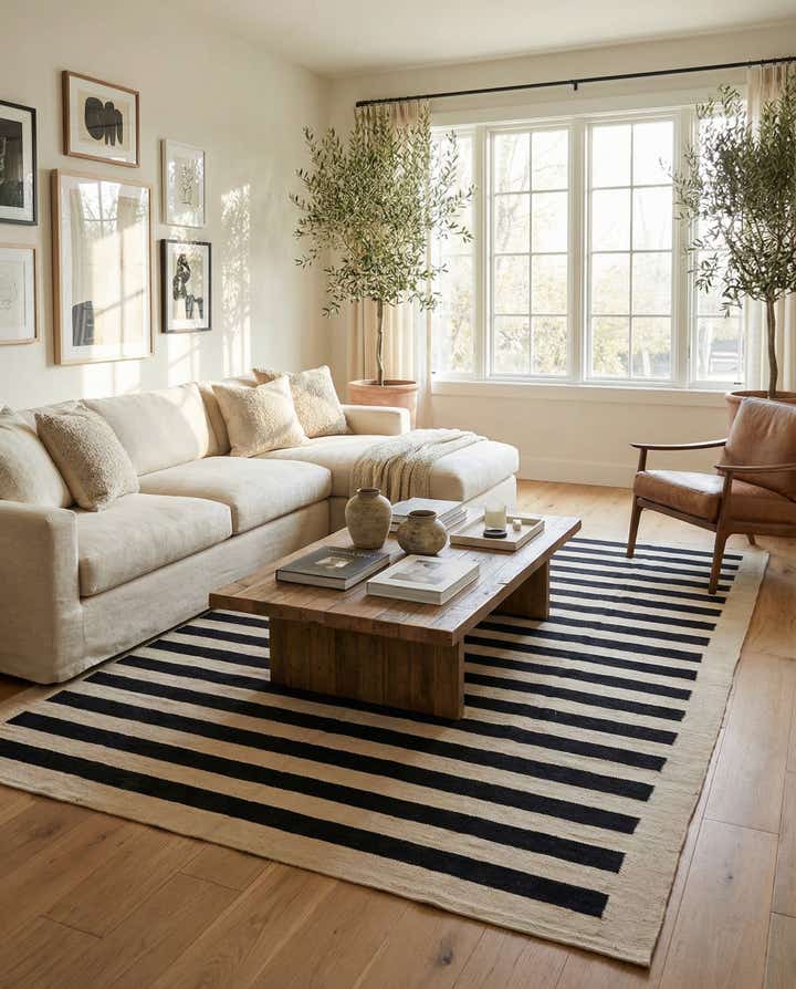 6' 8 x 9' 8 Hand Woven Kilim Modern Wool Rug