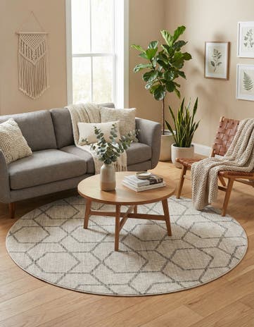 Ivory Eco Trellis Round Rug