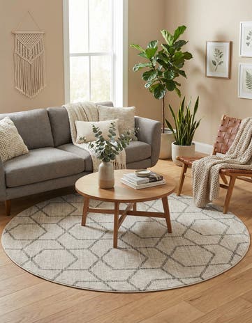 Ivory Eco Trellis Round Rug