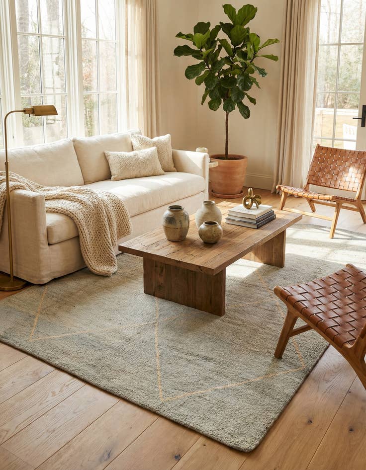 Detail image of 4' 7 x 6' 9 Hand Knotted Moroccan Wool Rug