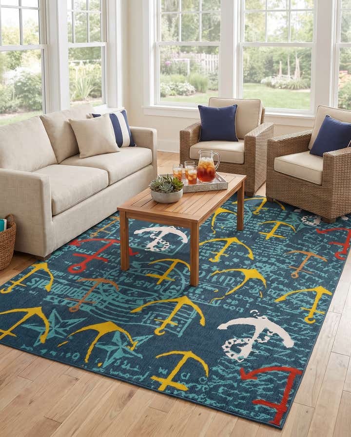 7' 10 x 10' Easy-Clean Coastal Indoor / Outdoor Rug