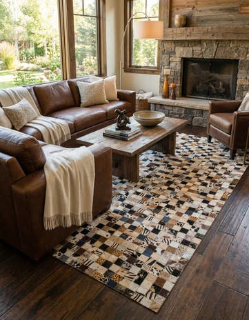 5' 1 x 8' Cowhide Leather Rug