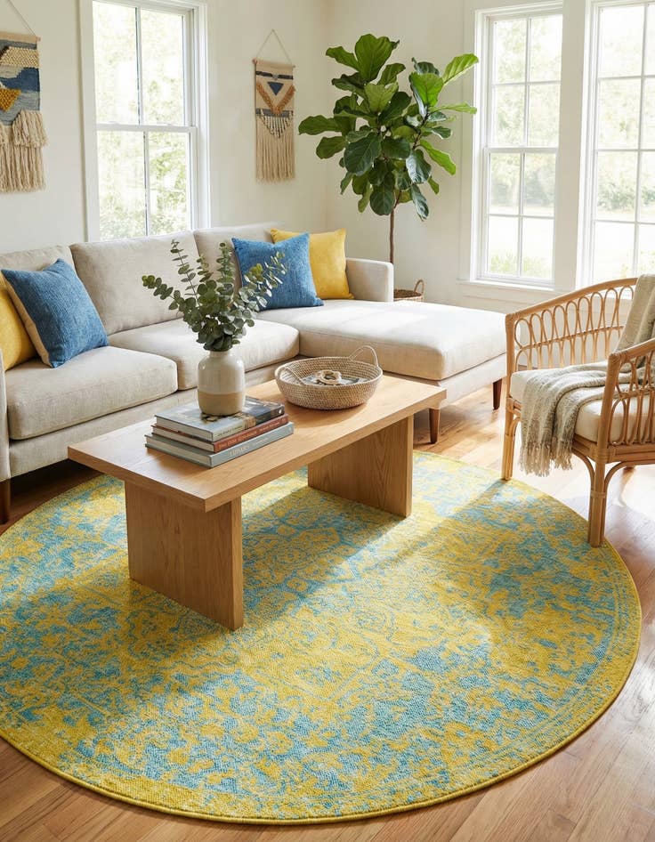 Detail image of 6' 7 x 6' 7  Washable Jill Zarin Dubai Indoor / Outdoor Round Rug