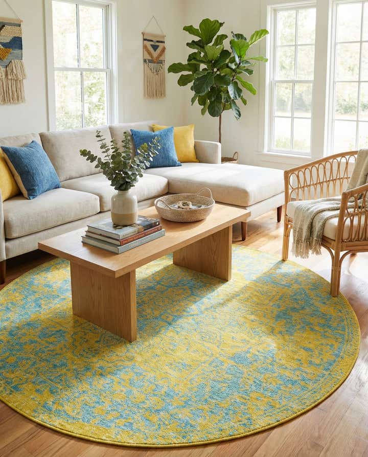 6' 7 x 6' 7 Easy-Clean Jill Zarin Dubai Indoor / Outdoor Round Rug