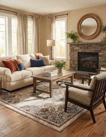 Stone Beige Isabella Square Rug