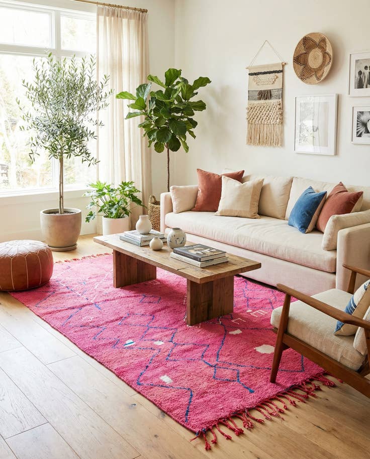 Detail image of 6' 6 x 9' 7 Hand Knotted Moroccan Wool Rug