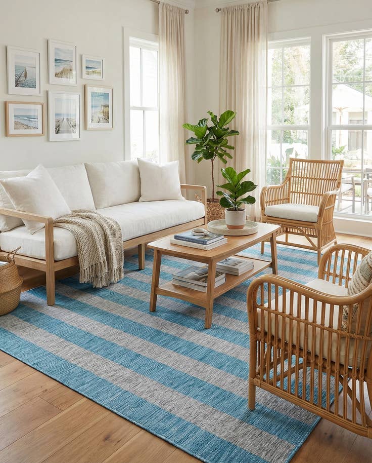Detail image of 7' x 10' Easy-Clean Ribbon Indoor / Outdoor Rug