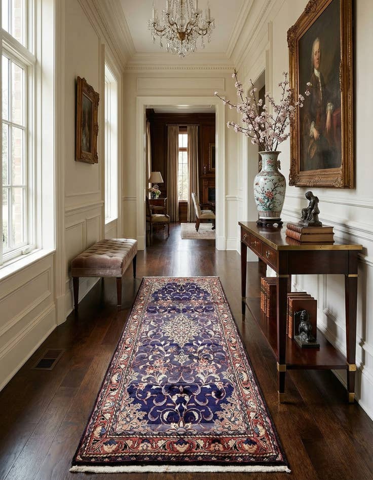 Detail image of 3' 7 x 10' 1  Hand Knotted Farahan Persian Wool Runner Rug