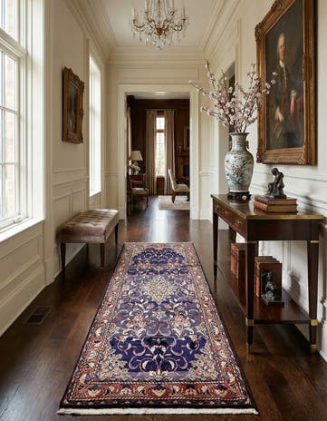 3' 7 x 10' 1 Hand Knotted Farahan Persian Wool Runner Rug