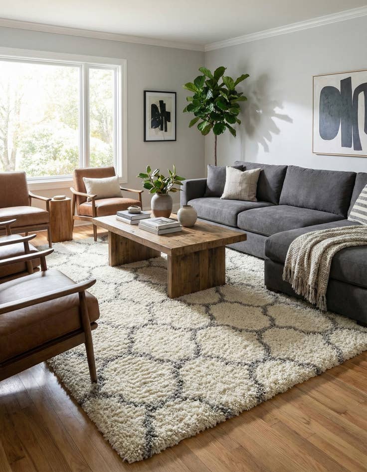 Detail image of  10' x 10' Lattice Shag Square Rug