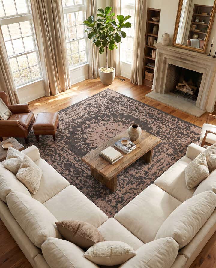 13' x 13' Easy-Clean Traditional Indoor / Outdoor Square Rug
