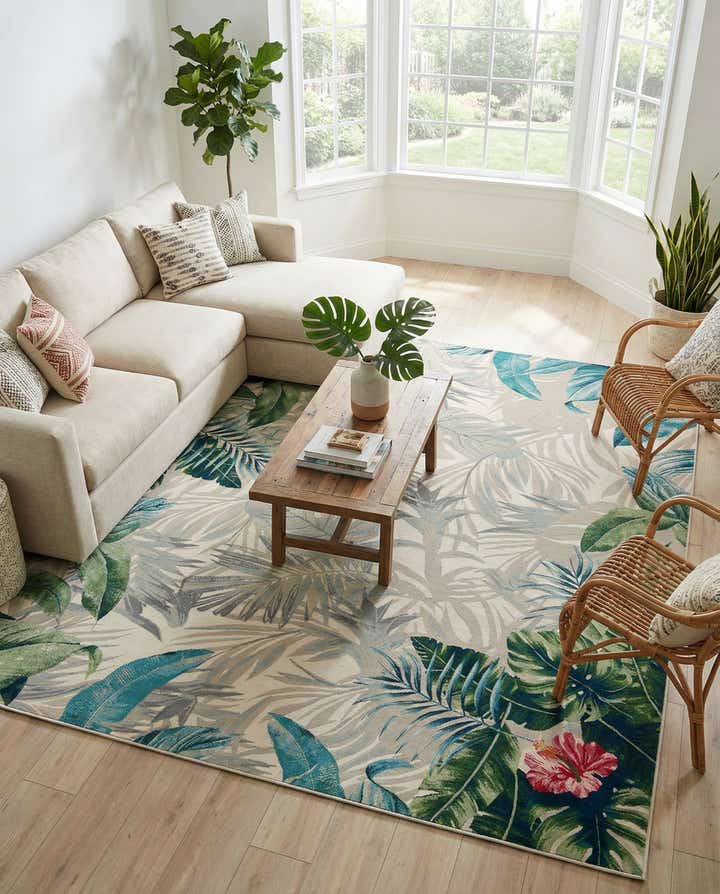 10' x 12' Easy-Clean Botanical Indoor / Outdoor Rug