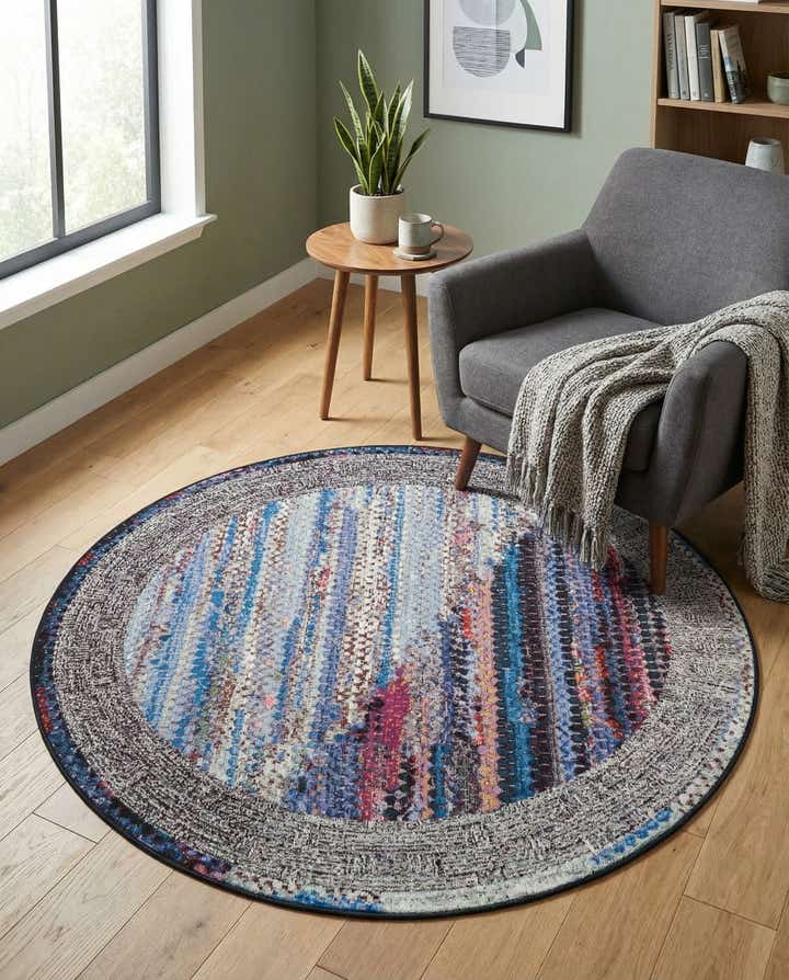 5' x 5' Easy-Clean Modern Indoor / Outdoor Round Rug