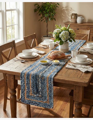 1' 2 x 6' 1 Handmade Braided Chindi Table Runner Rug